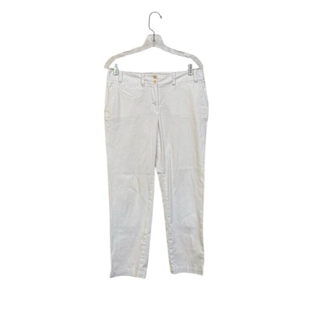 Talbots Women's White Jeans Size 8 Signature Ankle Mid Rise Cotton Stretch Pants